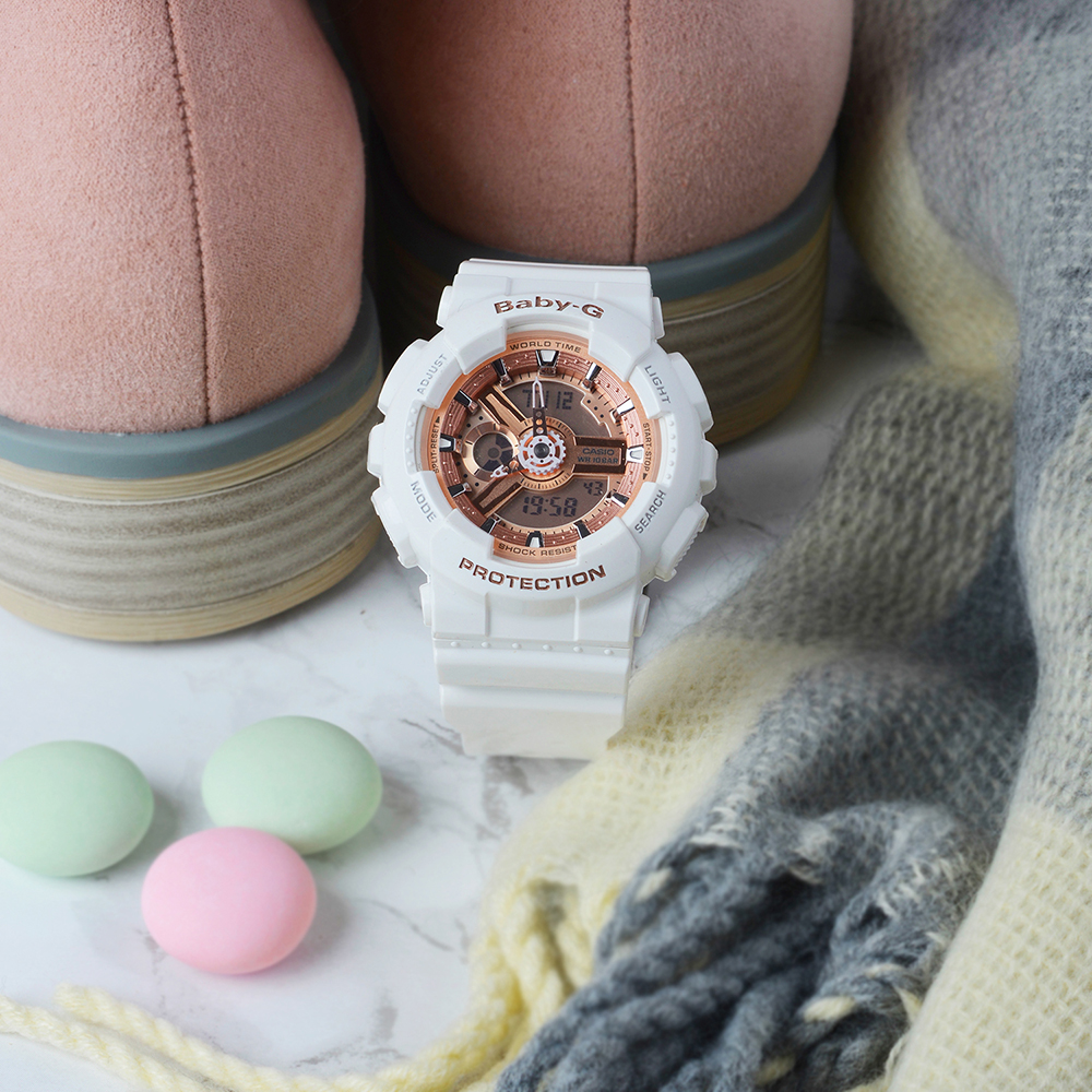 Casio BA-110-7A1ER zegarek biały sportowy Baby-G pasek