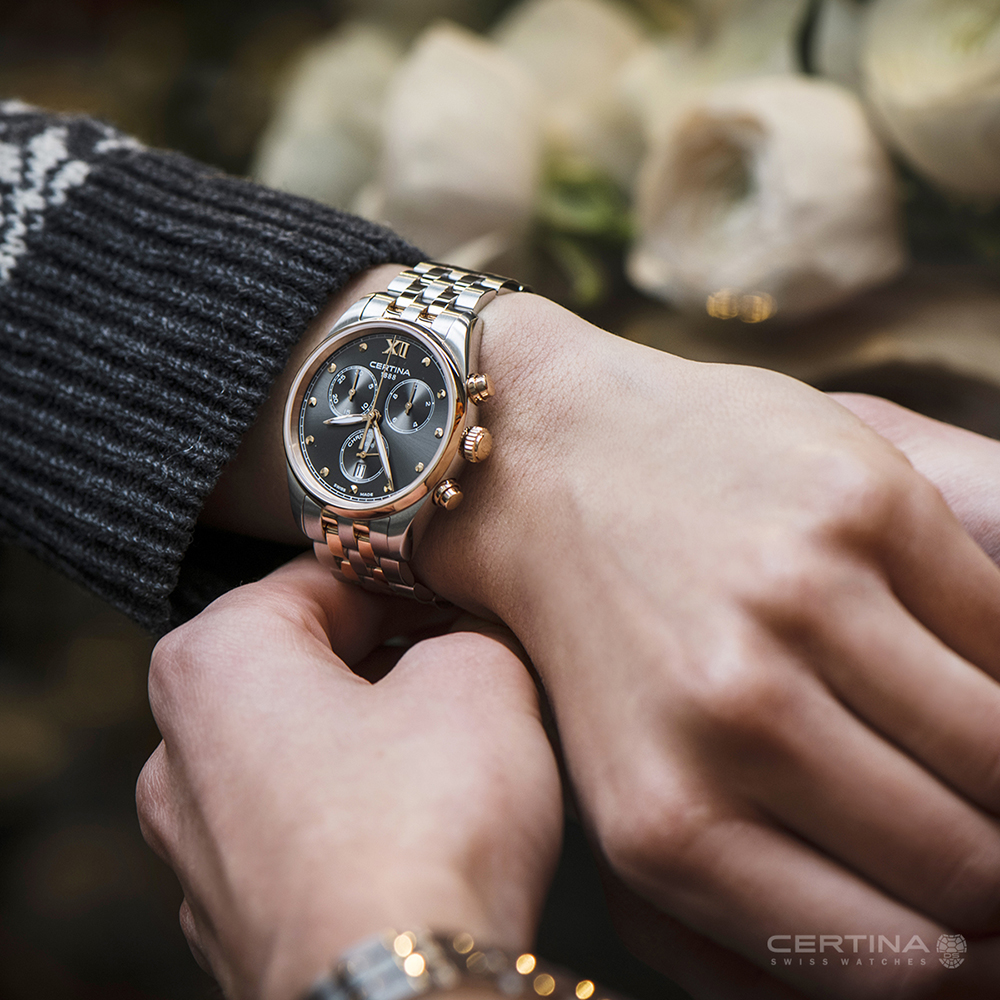 Certina C033.234.22.088.00 DS-8 Lady Chronograph DS-8 elegancki zegarek srebrny