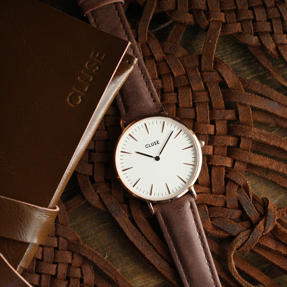 Cluse CL18010 La Boheme Rose Gold White/Brown zegarek damski klasyczny mineralne - miniatura 5