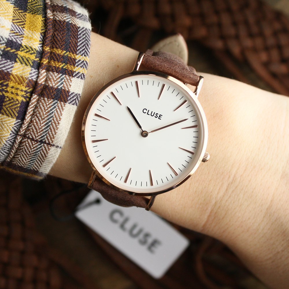 Cluse CL18010 Rose Gold White/Brown La Boheme klasyczny zegarek różowe złoto - miniatura 6