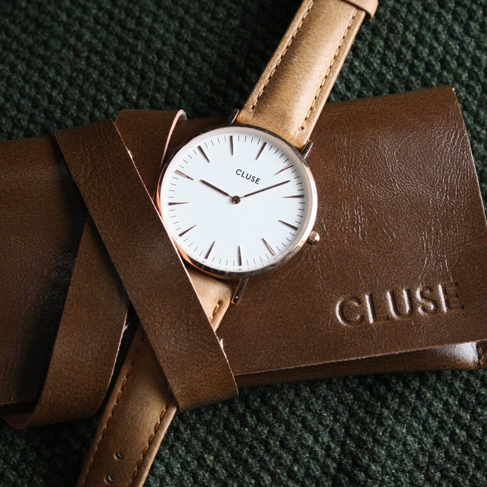 Cluse CW0101201017 Gold White/Caramel La Boheme klasyczny zegarek różowe złoto - miniatura 6