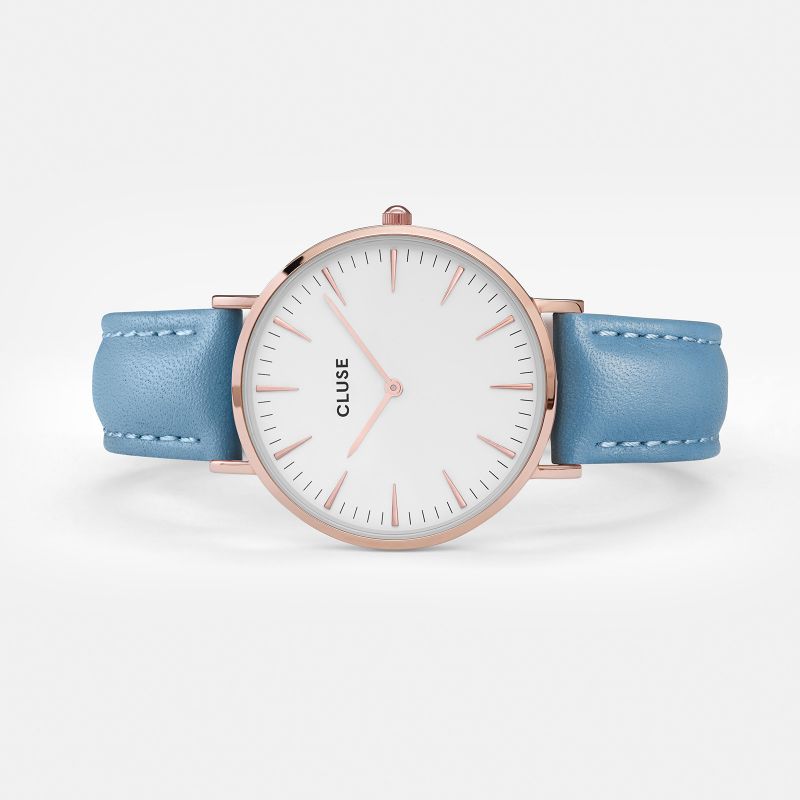 Cluse CL18033 La Boheme Rose Gold White/Retro Blue zegarek damski klasyczny mineralne - miniatura 5