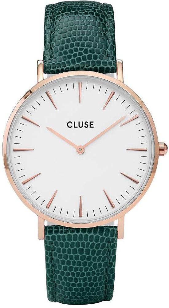 Cluse Rose Gold White/Emerald Lizard CL18038