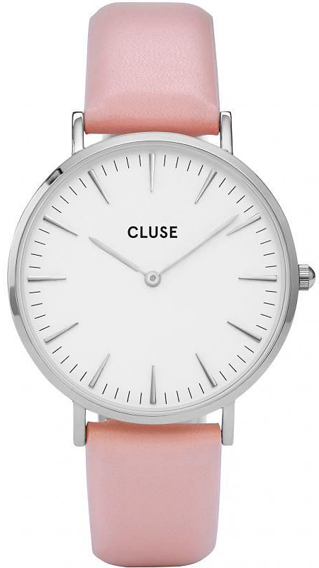 Cluse White Dial Ladies Pink Leather CL18214