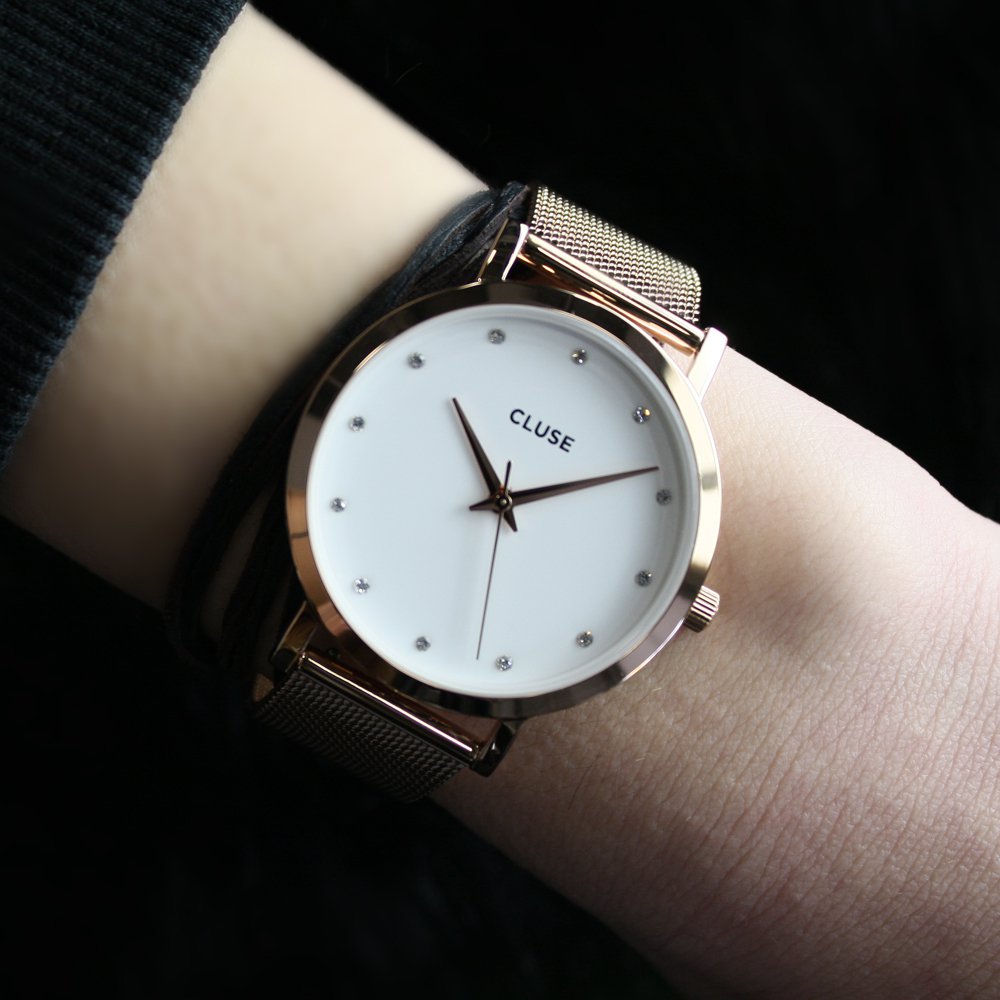 Cluse CL18303 Pavane Rose Gold Stones zegarek damski klasyczny mineralne