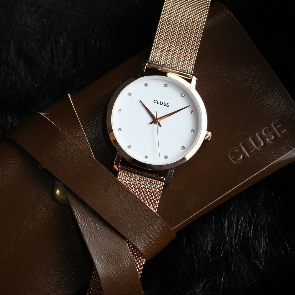 Cluse CL18303 Rose Gold Stones Pavane klasyczny zegarek różowe złoto