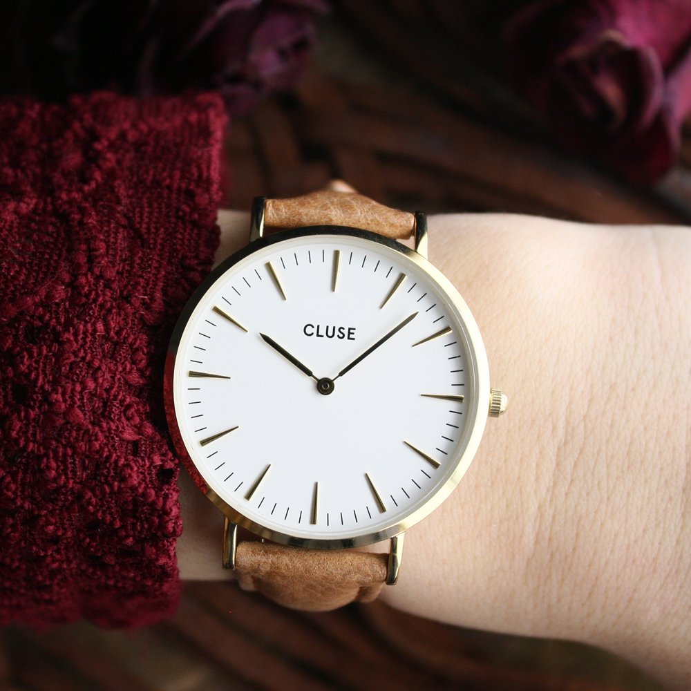 Cluse CL18409 La Boheme Gold White/Caramel zegarek damski klasyczny mineralne - miniatura 5