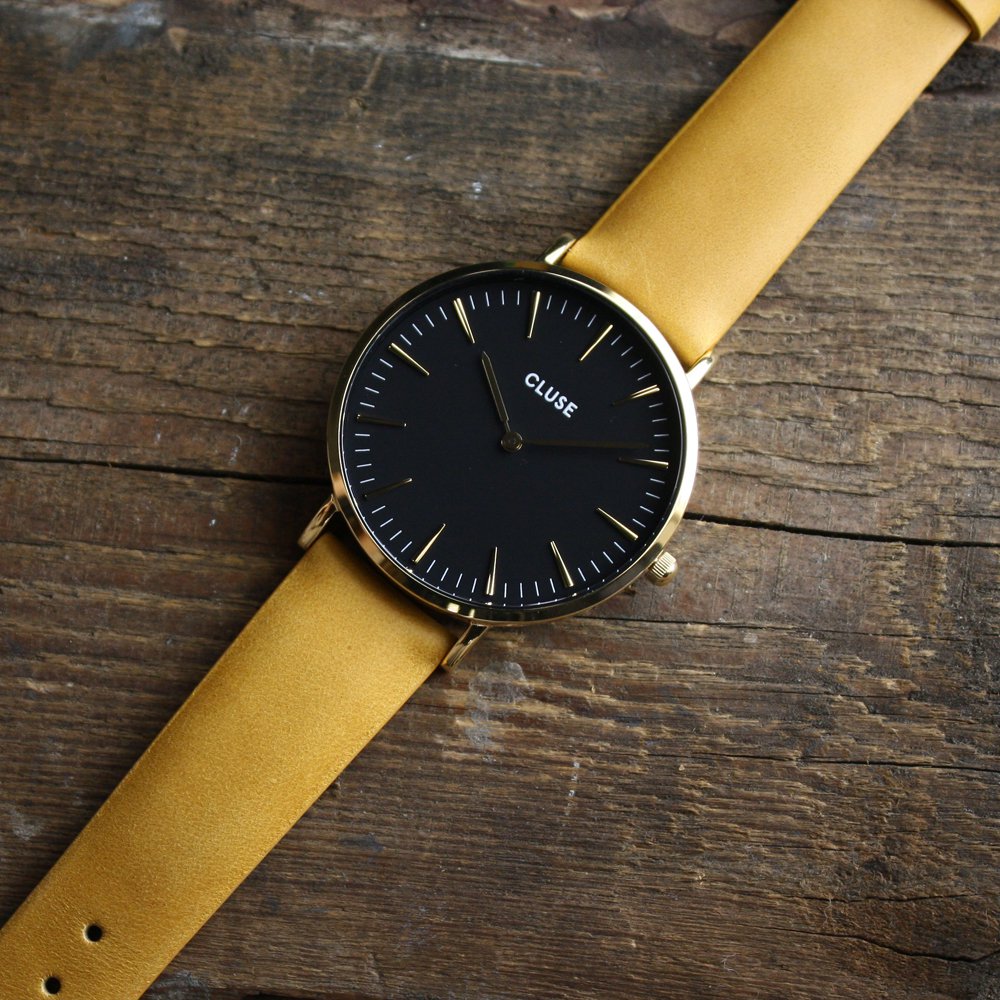 Cluse CL18420 Gold Black/Mustard La Boheme klasyczny zegarek złoty - miniatura 6