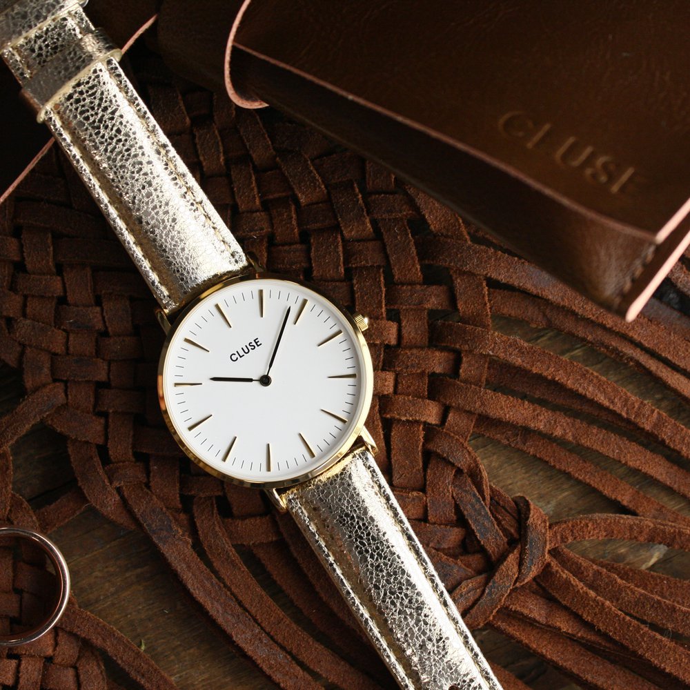 Cluse CL18421 La Boheme Gold White/Gold Metallic zegarek damski klasyczny mineralne - miniatura 5