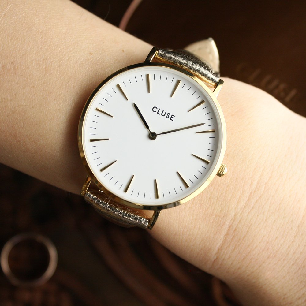 Cluse CL18421 Gold White/Gold Metallic La Boheme klasyczny zegarek złoty - miniatura 6
