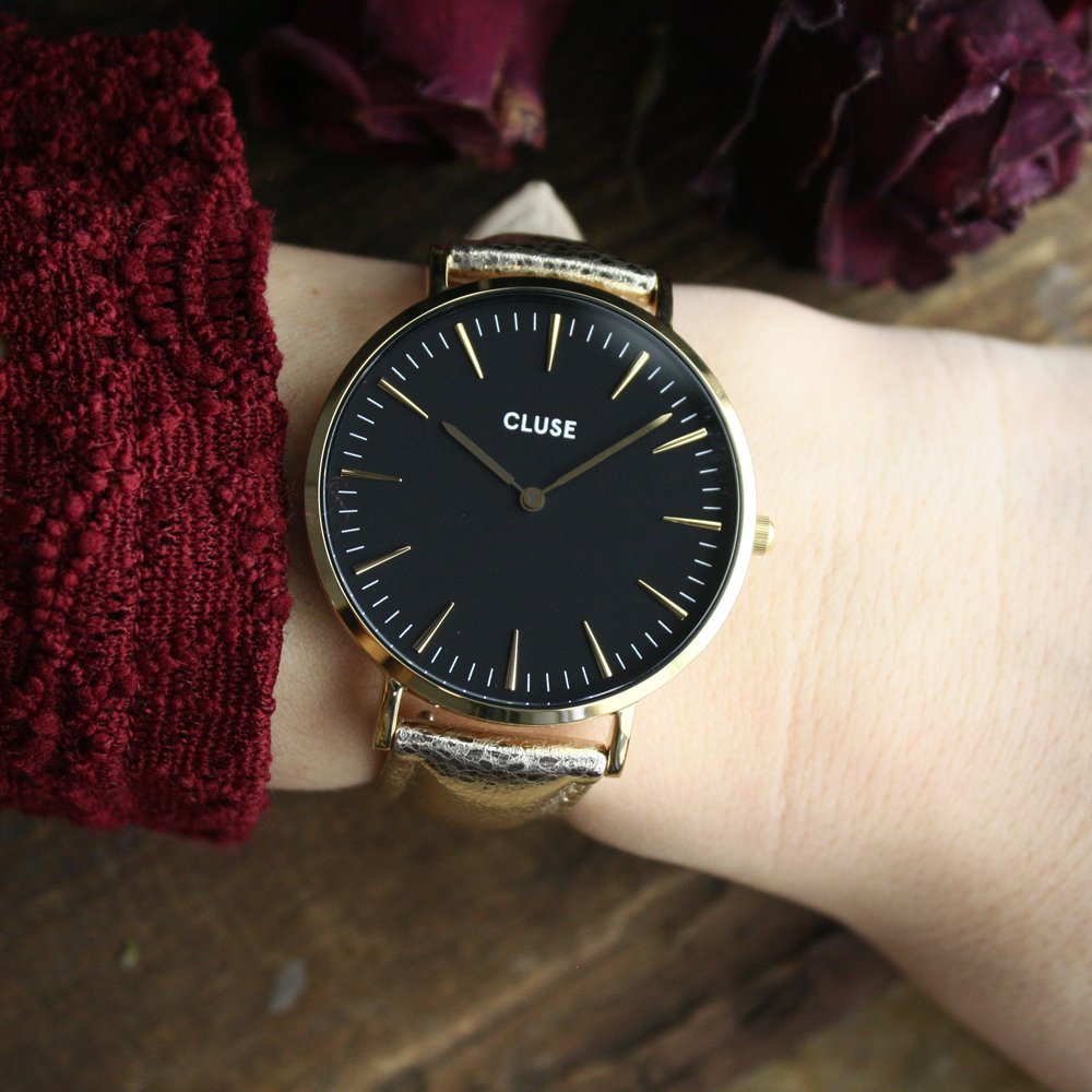 Cluse CL18422 La Boheme Gold Black/Gold Metallic zegarek damski klasyczny mineralne - miniatura 5