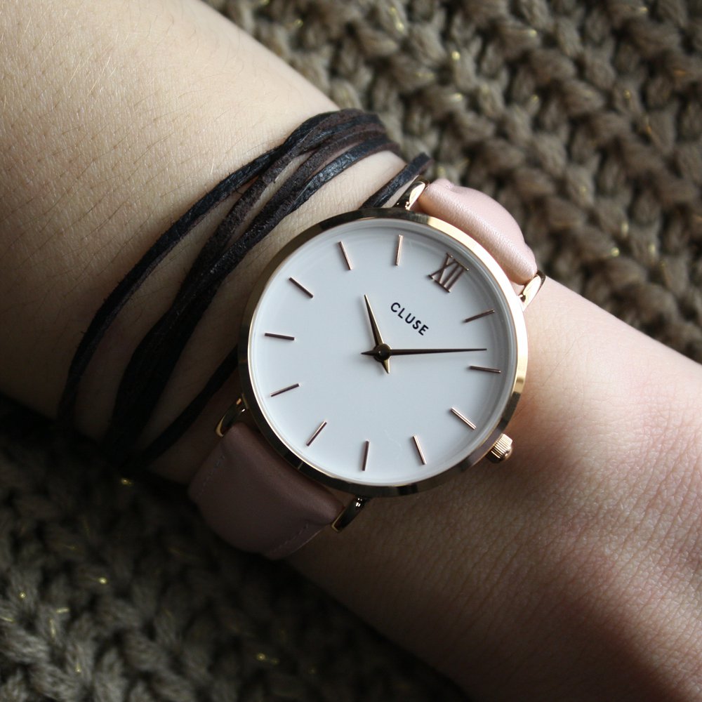 Cluse CW0101203006 Rose Gold White/Pink Minuit klasyczny zegarek różowe złoto - miniatura 6
