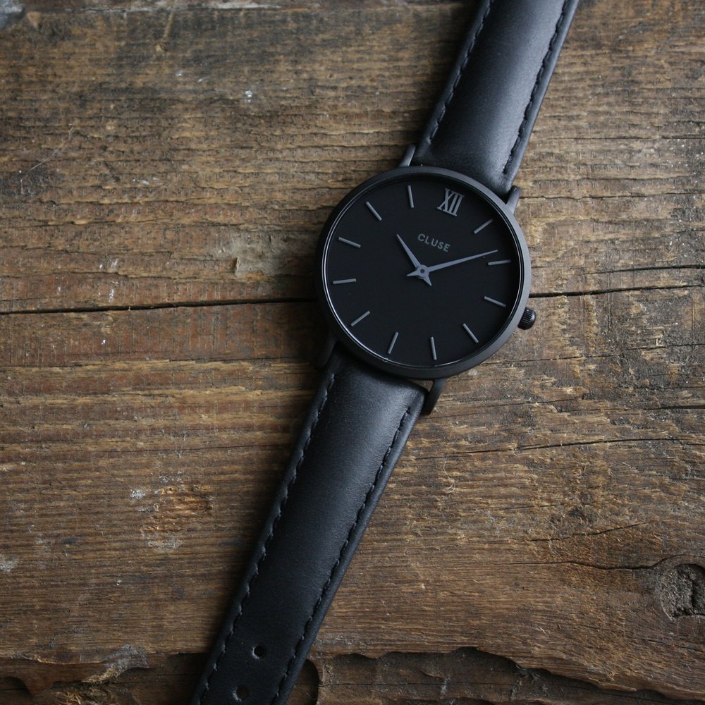 Cluse CL30008 Full Black Minuit klasyczny zegarek czarny - miniatura 6