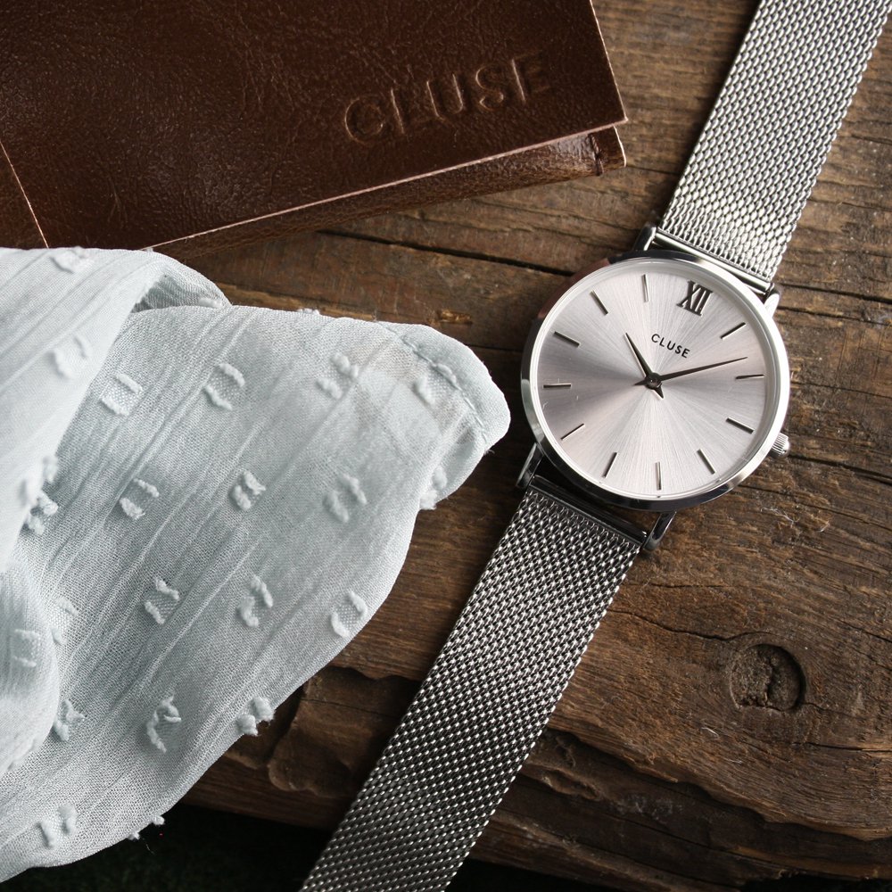 Cluse CL30023 Mesh Full Silver Minuit klasyczny zegarek srebrny