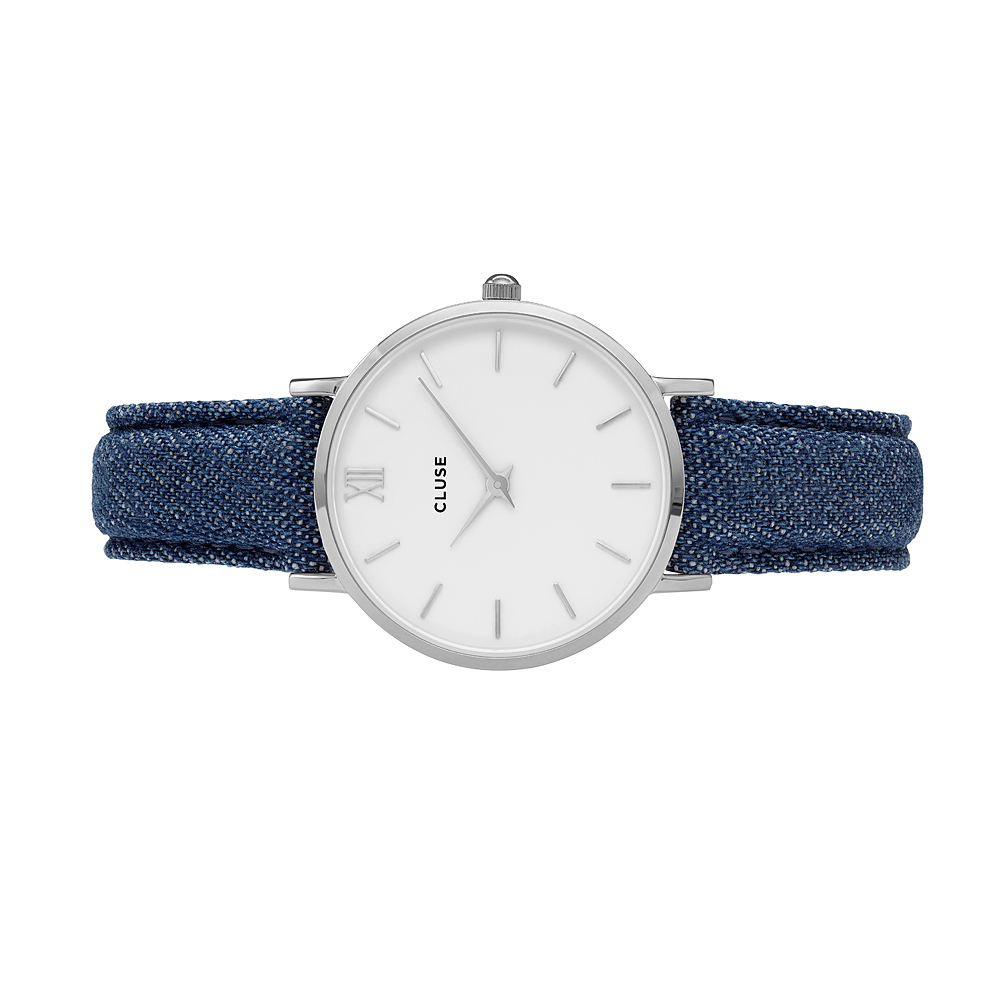 Cluse CL30030 Minuit Silver White/Denim Blue zegarek damski klasyczny mineralne - miniatura 5