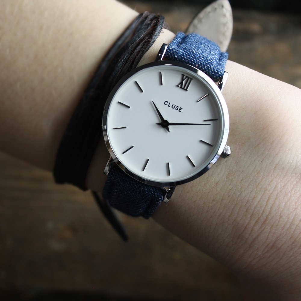 zegarek Cluse CL30030 Silver White/Denim Blue Minuit mineralne - miniatura 8