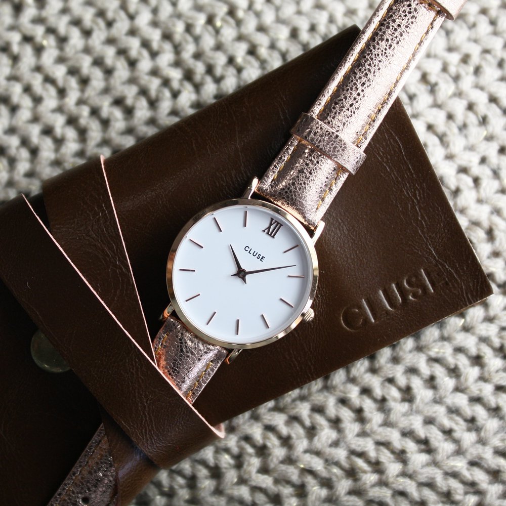 Cluse CL30038 Rose Gold White/Rose Gold Metallic Minuit klasyczny zegarek różowe złoto - miniatura 6