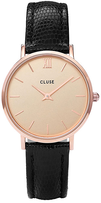 Cluse Rose Gold Champagne/Black Lizard   CL30051