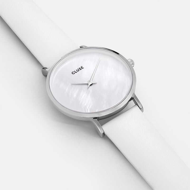 Cluse CL30060 La Perle Silver White Pearl/White Minuit klasyczny zegarek srebrny