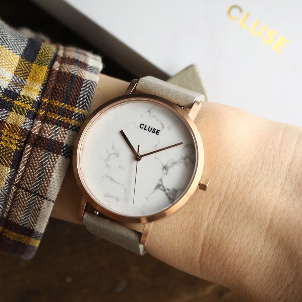 Cluse CL40005 La Roche Rose Gold White Marble/Grey zegarek damski klasyczny mineralne - miniatura 5