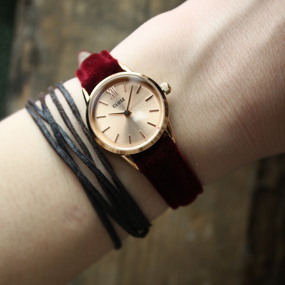 Cluse CL50018 La Vedette Rose Gold Red Velvet Limited Edition zegarek damski klasyczny mineralne - miniatura 5