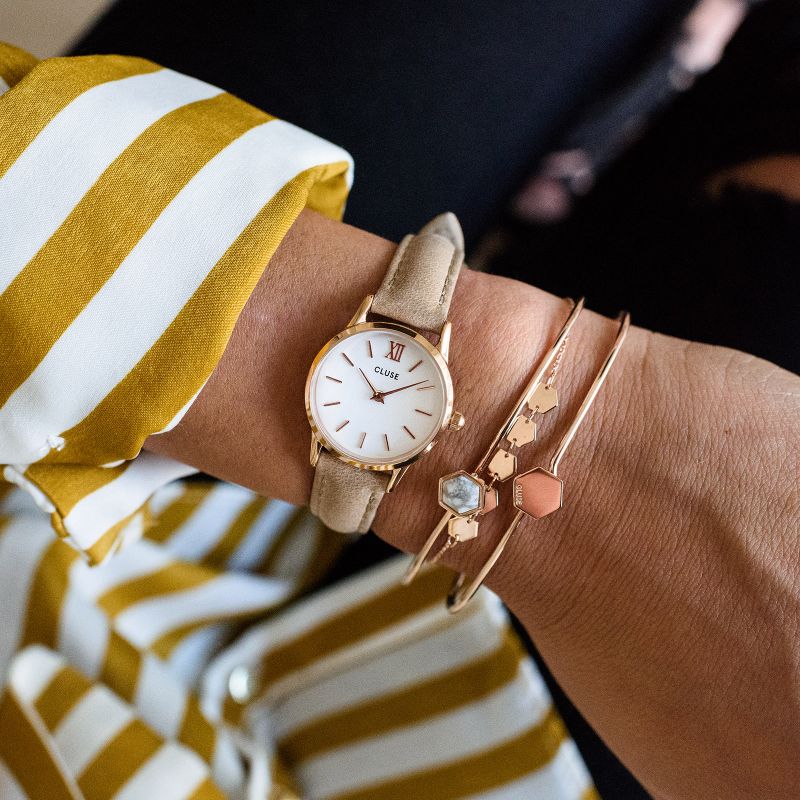 Cluse CL50027 La Vedette Rose Gold White/Hazelnut zegarek damski klasyczny mineralne - miniatura 5