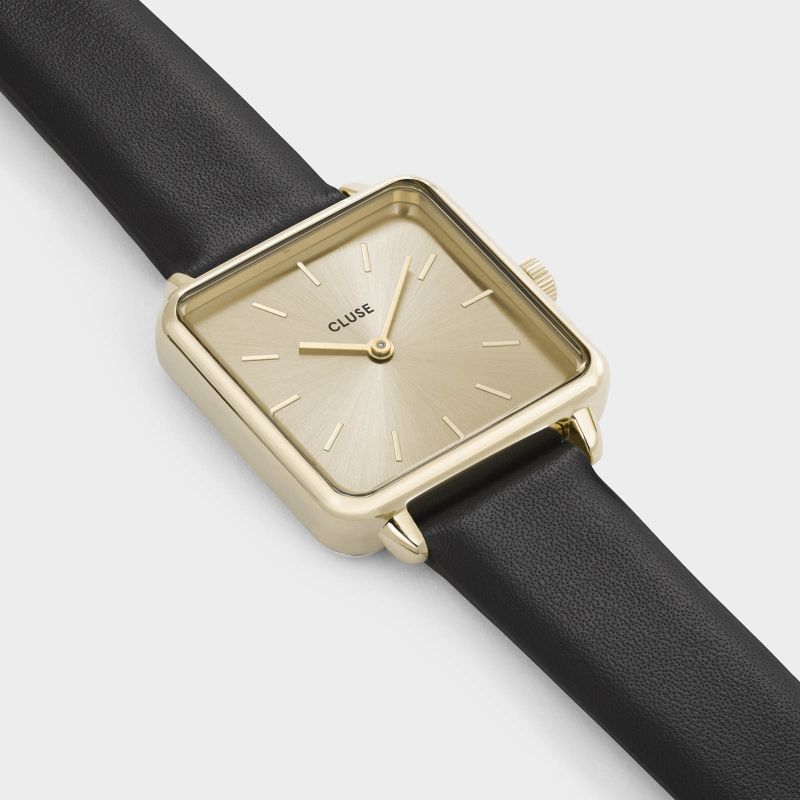 Cluse CL60004 La Tetragone Gold Gold/Black zegarek damski klasyczny mineralne