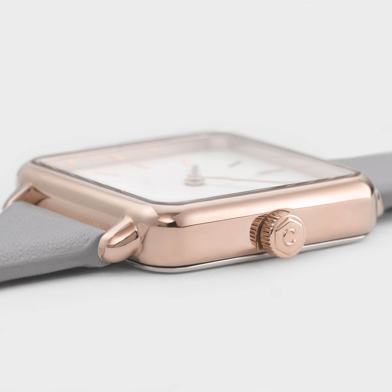 Cluse CL60005 La Tetragone Rose Gold White/Grey zegarek damski klasyczny mineralne - miniatura 5