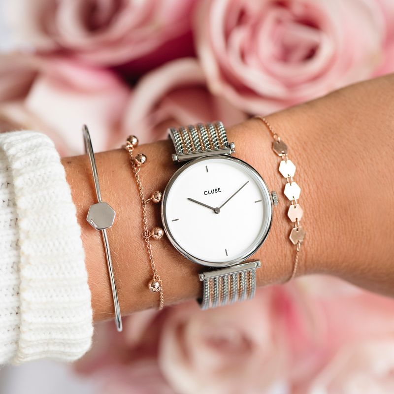 Cluse CW0101208003 Triomphe Silver White/Silver Rose Gold zegarek damski fashion/modowy mineralne - miniatura 5