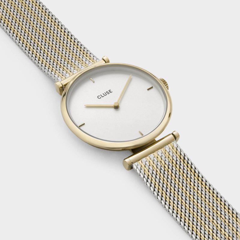 Cluse CL61002 Triomphe Gold White/Silver Gold zegarek damski fashion/modowy mineralne