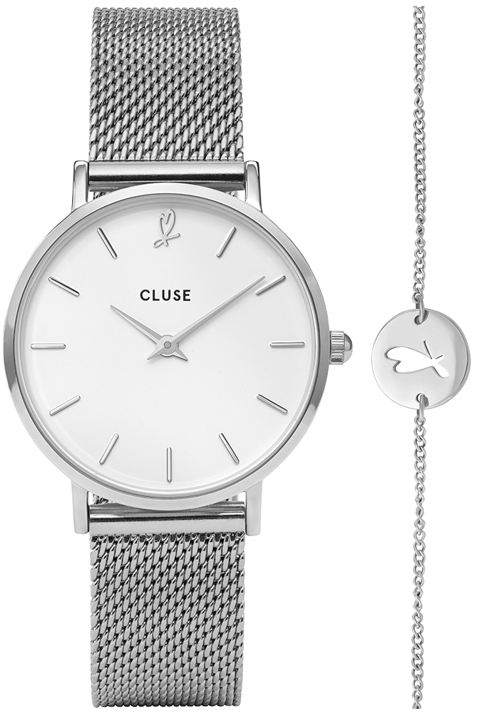 Cluse CLG011 Minuit Heart Silver Mesh