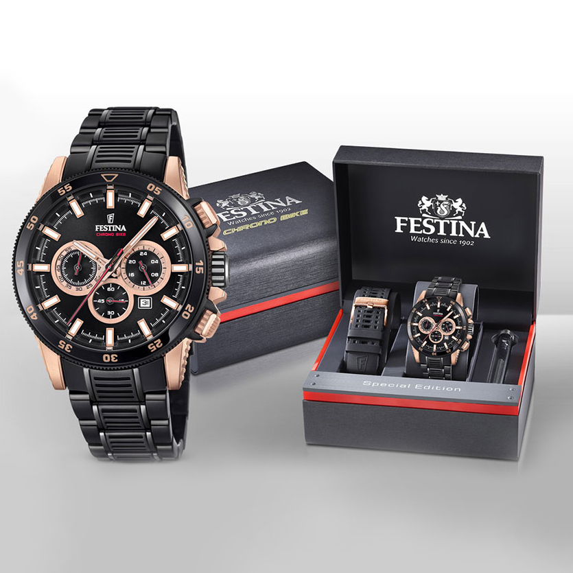 Festina F20354-1 zegarek srebrny elegancki Chrono Bike bransoleta - miniatura 5