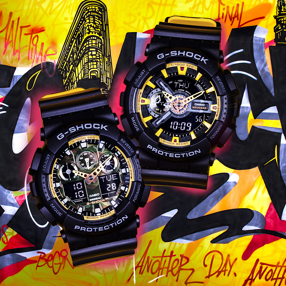 G-Shock GA-100BY-1AER G-SHOCK Specials ORANGE ACCENTS zegarek męski sportowy mineralne