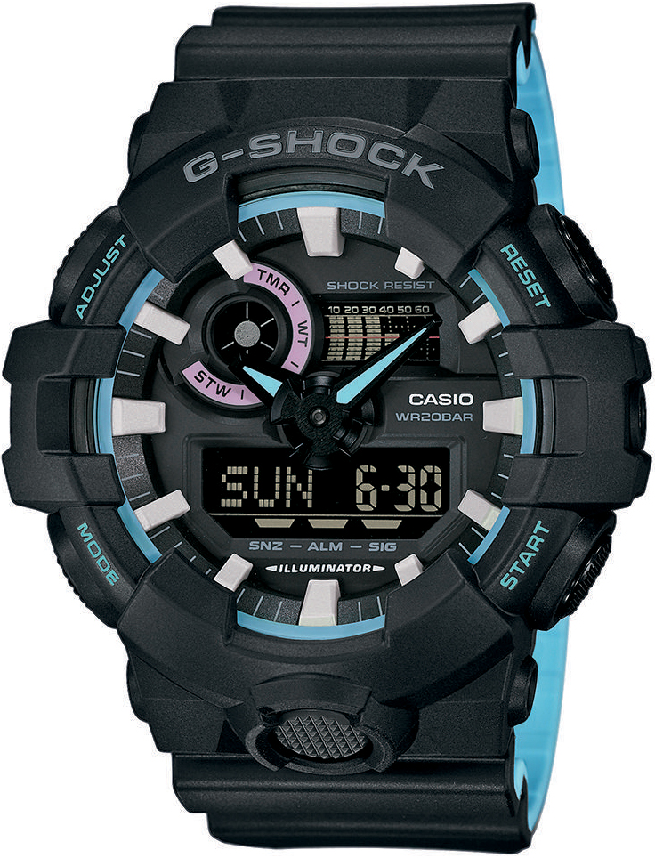 G-SHOCK Pearl Blue Neon Accent Collection GA-700PC-1AER