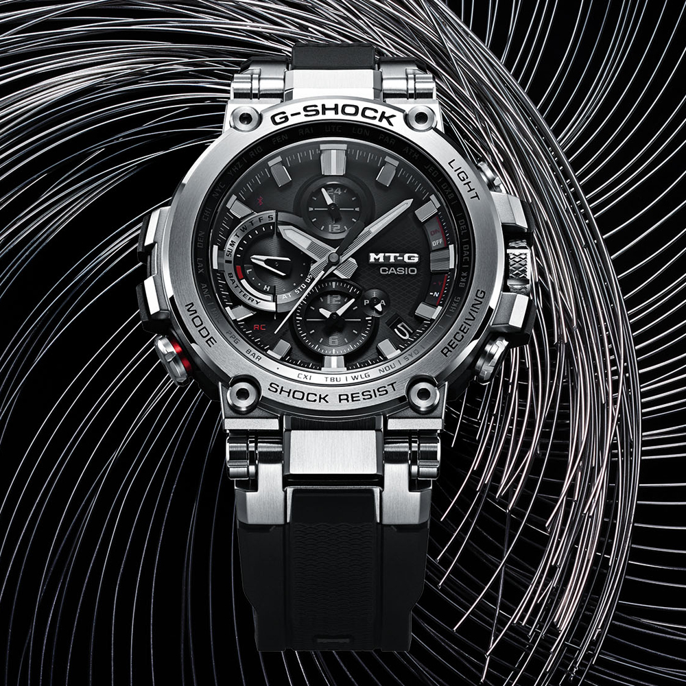 G-Shock MTG-B1000-1AER G-SHOCK Exclusive METAL TWISTED G 2-WAY SYNC smartwatch męski sportowy szafirowe