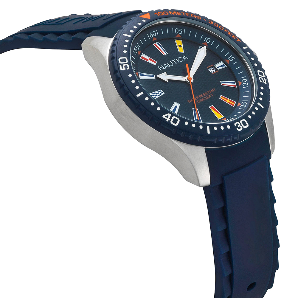 Nautica NAPJBC002 Jones Beach Navy Silicone Watch Pasek sportowy zegarek srebrny - miniatura 6