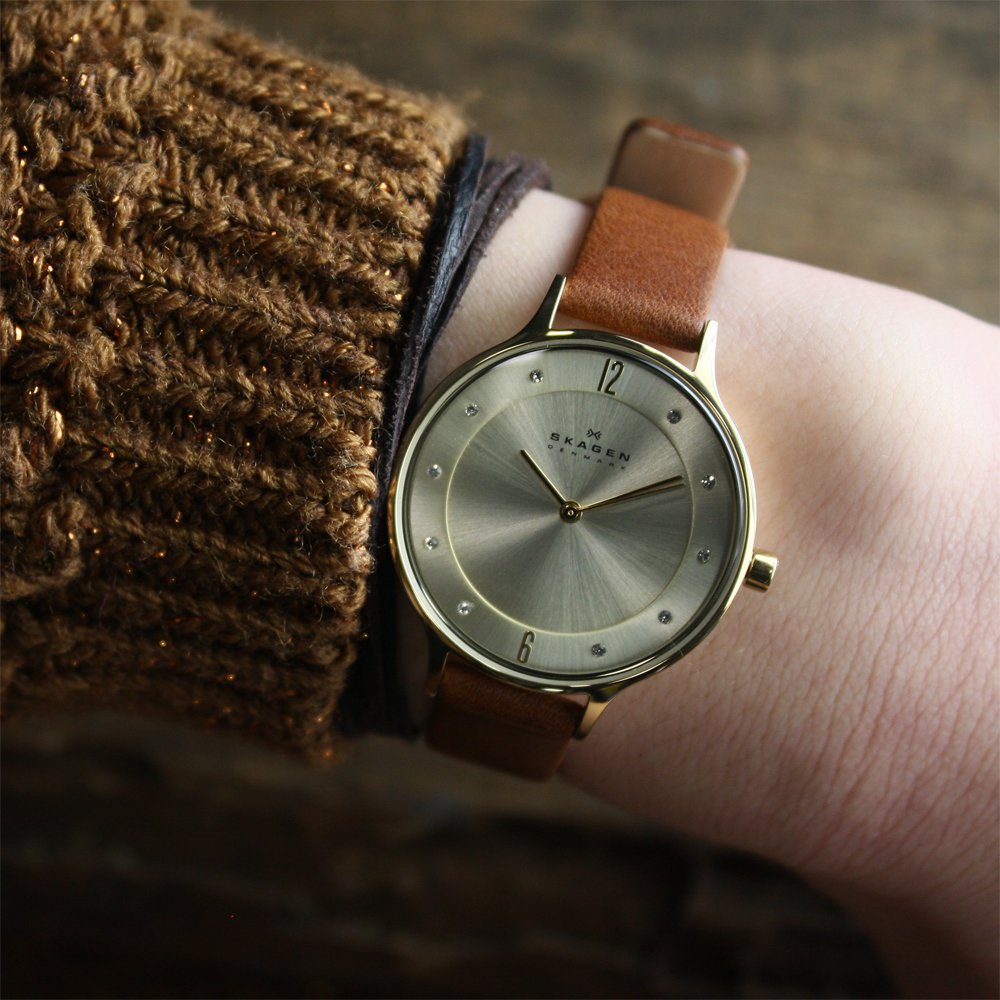 Skagen SKW2147 zegarek złoty klasyczny Anita pasek - miniatura 5
