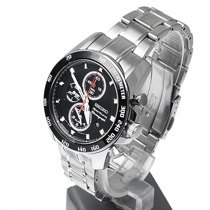 zegarek Seiko SNAE69P1 męski z tachometr Sportura - miniatura 3
