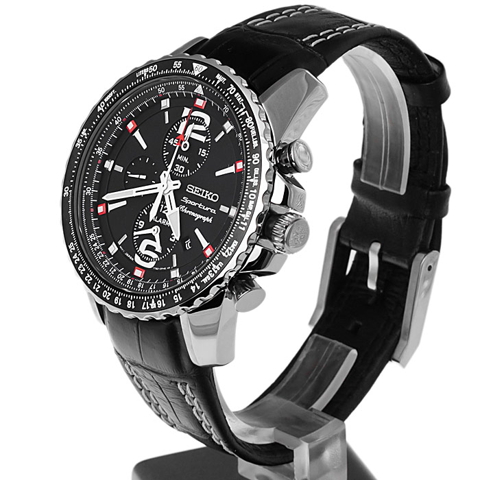 zegarek Seiko SNAE95P2 męski z chronograf Sportura - miniatura 3