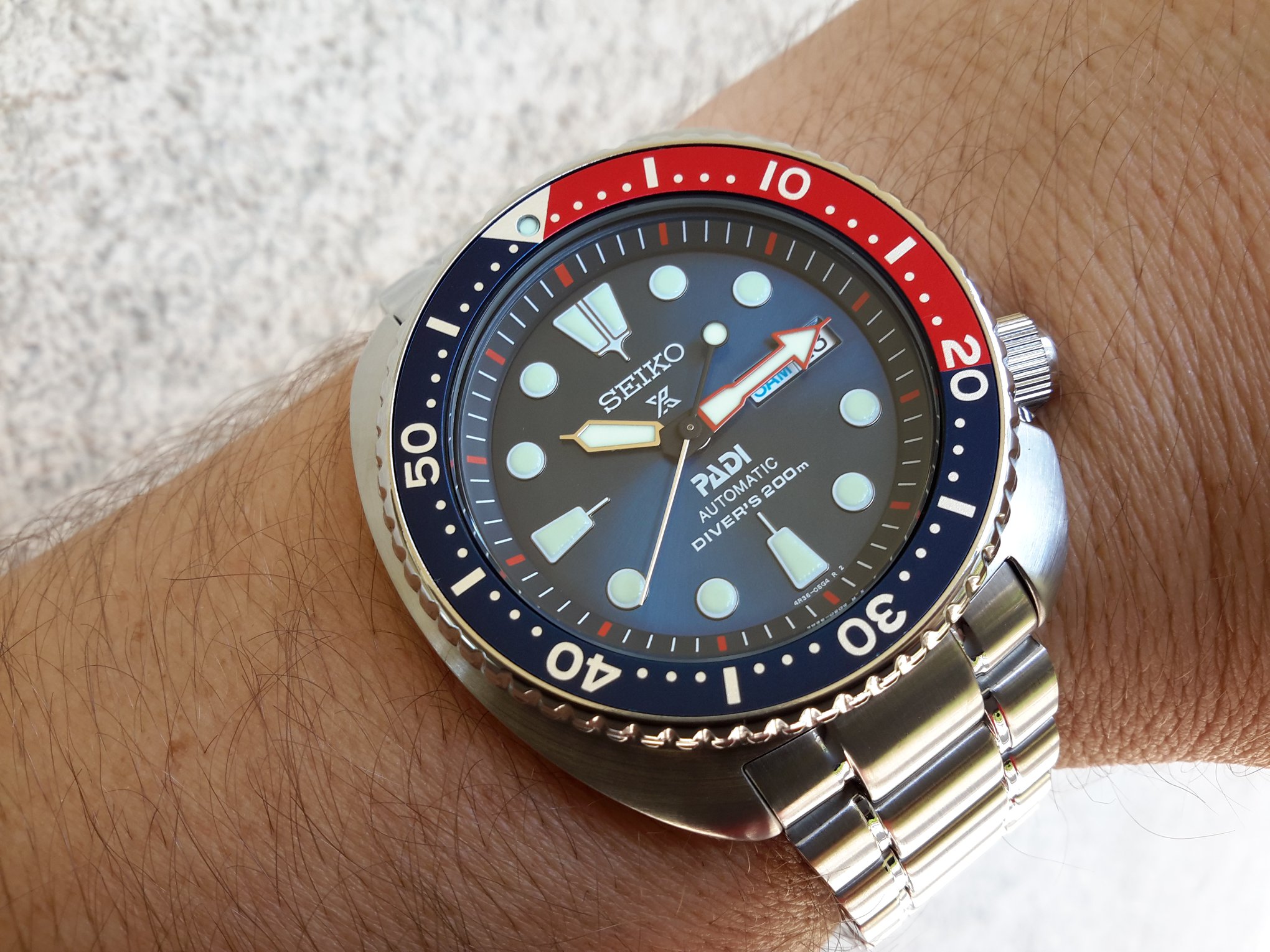 Seiko SRPA21K1 Prospex Prospex Diver Automatic Turtle PADI Special Edition Pepsi zegarek męski sportowy mineralne utwardzane