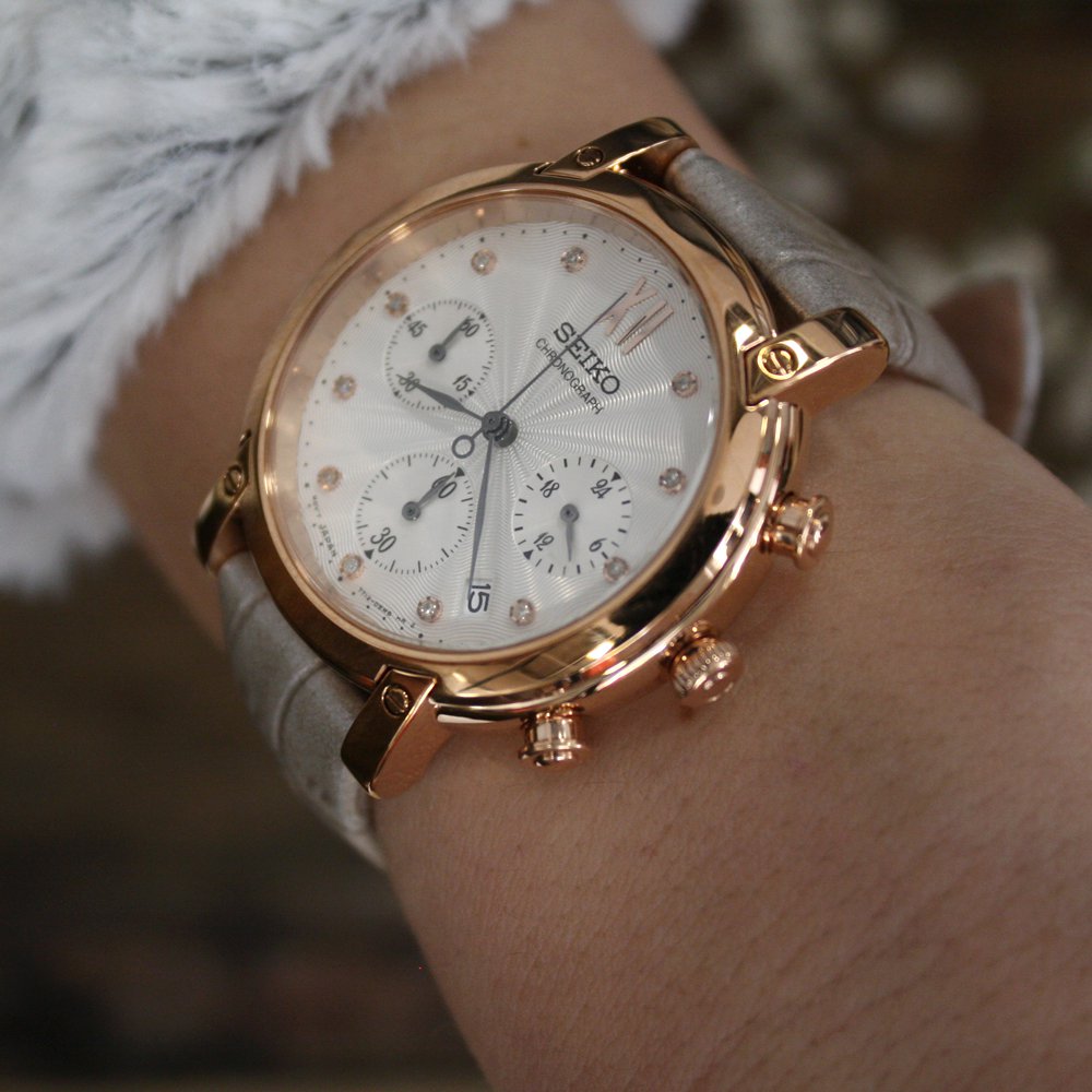 zegarek Seiko SRW834P1 Chronograph Lady Exclusive Diamonds damski z chronograf Chronograph