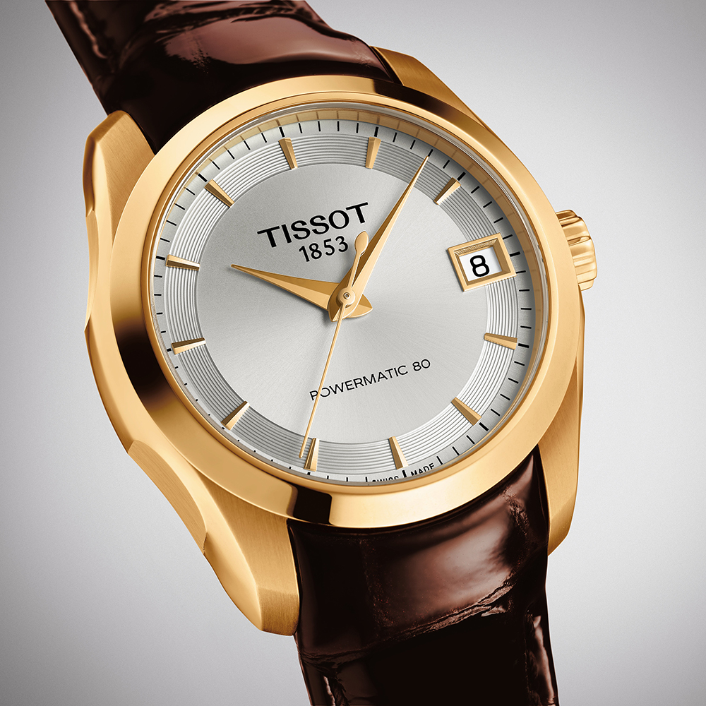 zegarek Tissot T035.207.36.031.00 różowe złoto Couturier - miniatura 4