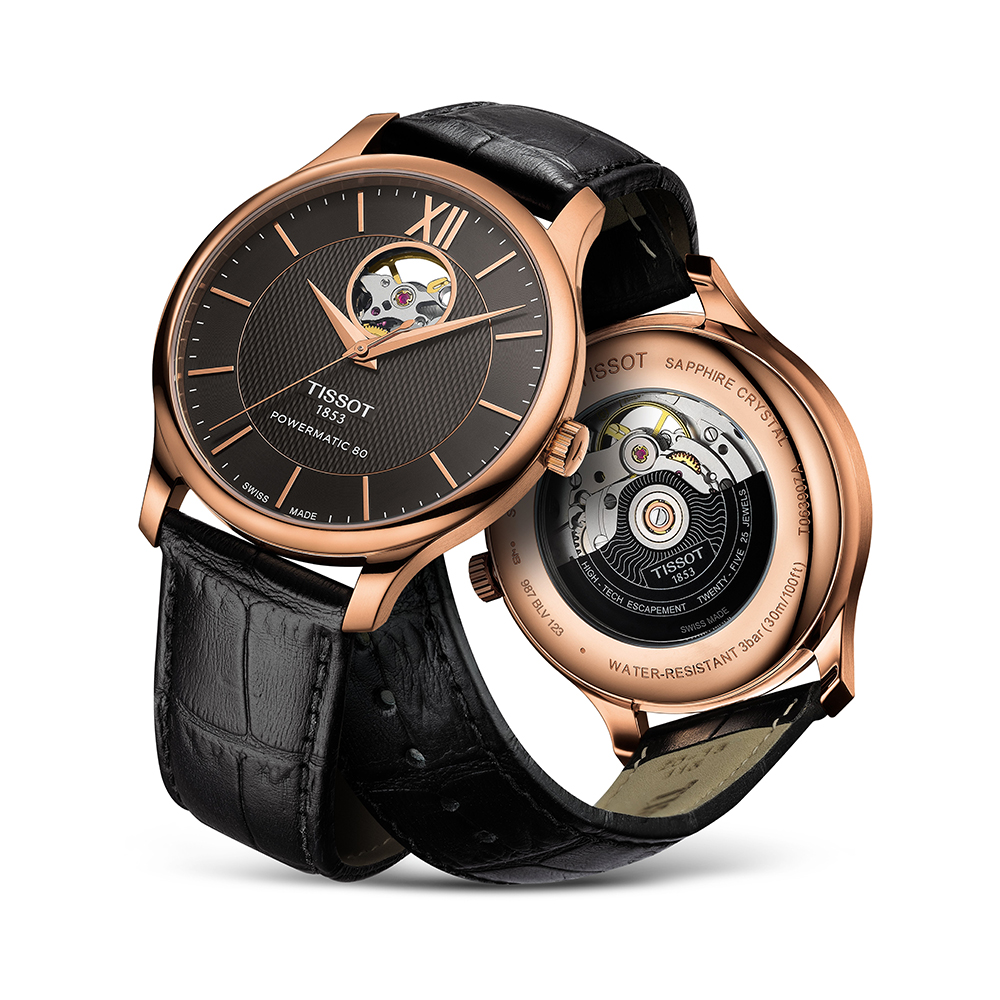 Zegarek Tissot TRADITION POWERMATIC 80 OPEN HEART 40mm męski  - miniatura 4