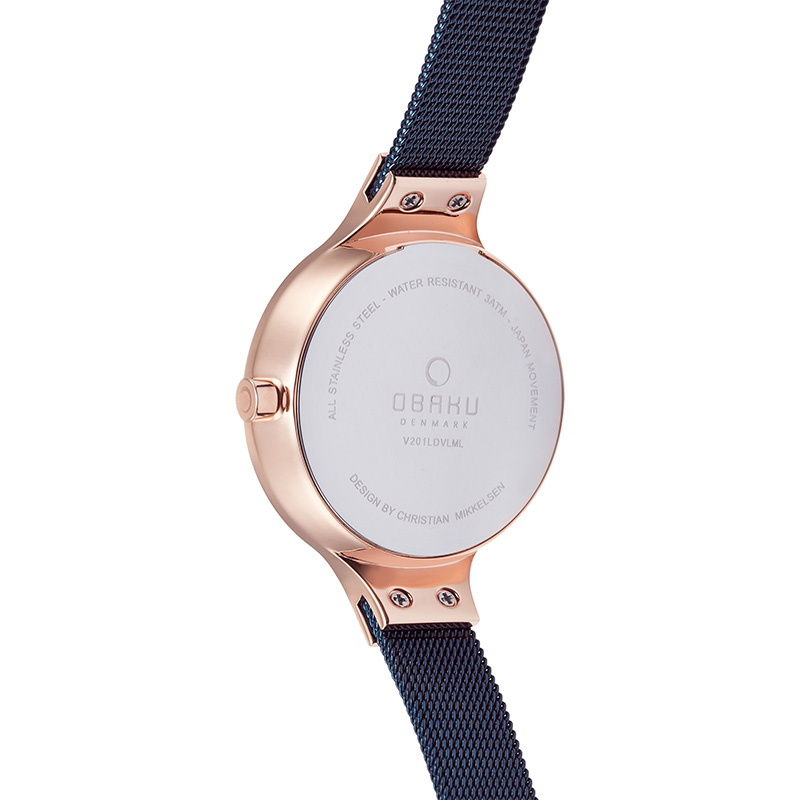 Obaku Denmark V201LDVLML ENG - OCEAN Slim fashion/modowy zegarek różowe złoto - miniatura 6