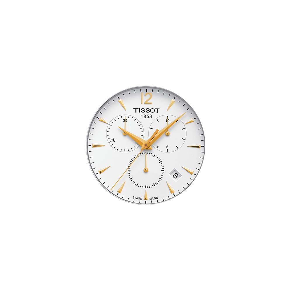 Klasyczna tarcza z wprowadzającym dynamikę detalem dla zegarka Tissot T063.617.22.037.00