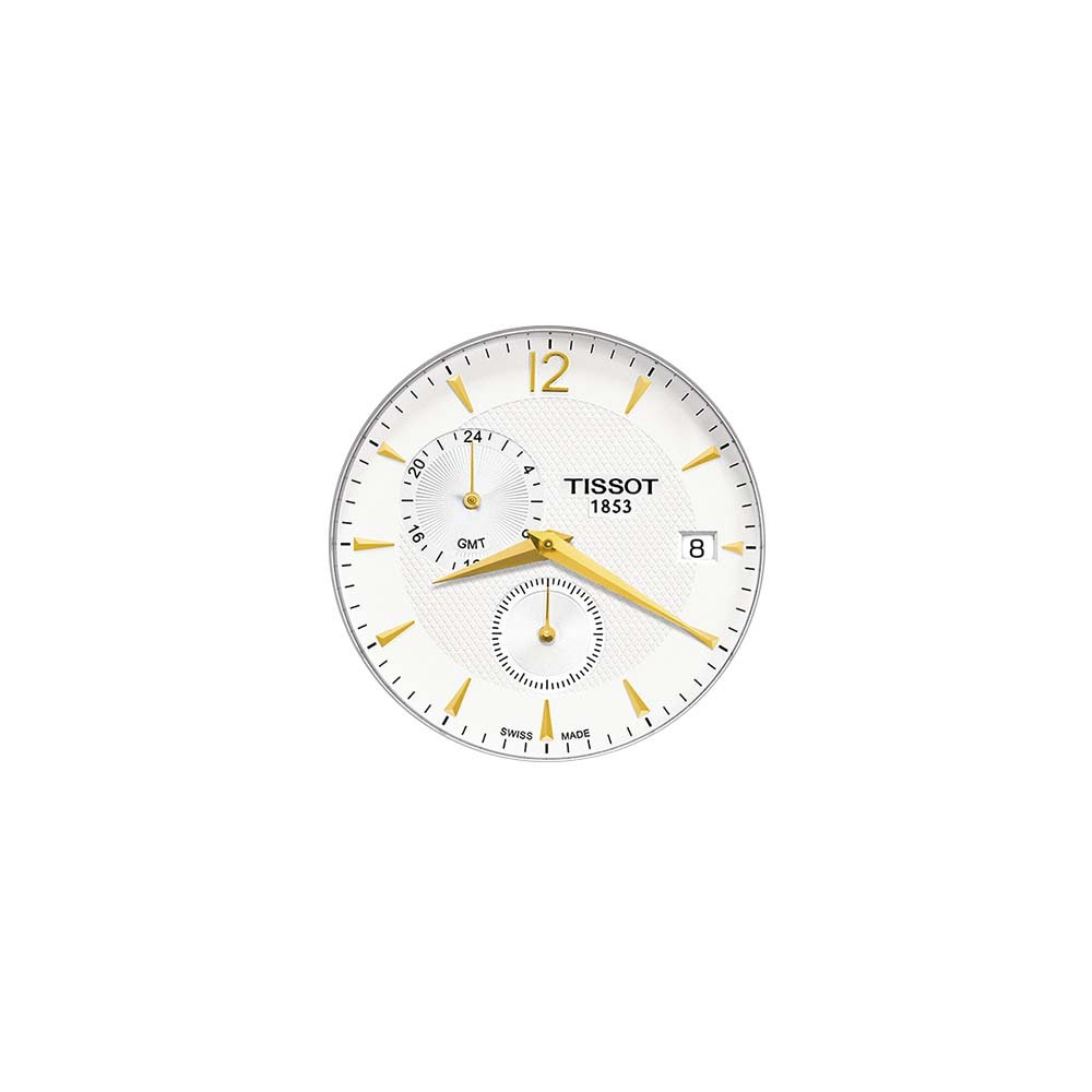 Elegancka tarcza z podwójnym datownikiem dla zegarka Tissot T063.639.22.037.00