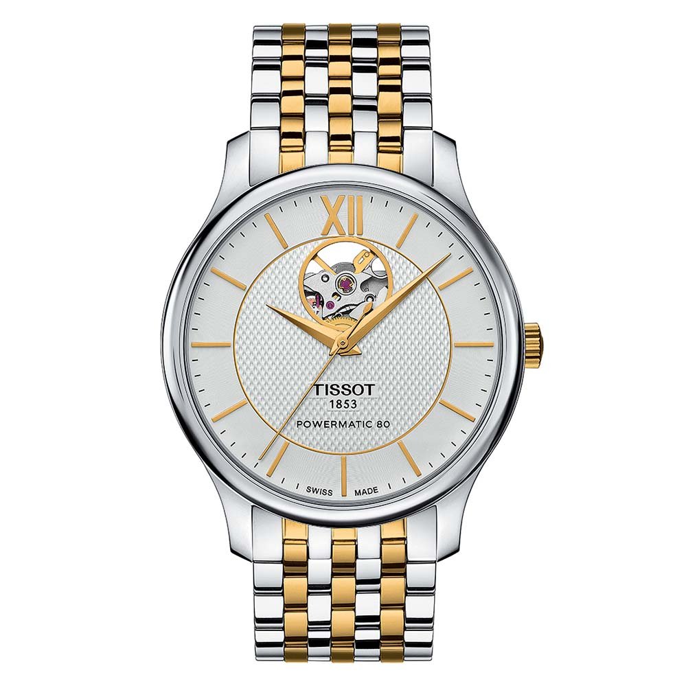 Kolekcja Tissot Tradition Powermatic 80 Open Heart – idealna równowaga dobrego stylu dla zegarka Tissot T063.907.22.038.00