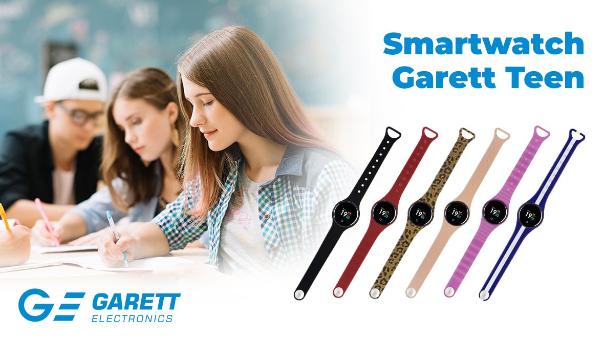 Smartwatch Garett Teen Set 1 RT w kolorze różowym, idealny dla dzieci, z funkcjami edukacyjnymi i sportowymi.