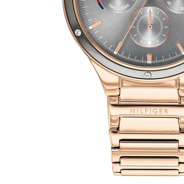 Zegarek damski Tommy Hilfiger 1782277 Eve z różową kopertą ze stali szlachetnej 316L, elegancki dodatek na nadgarstek.
