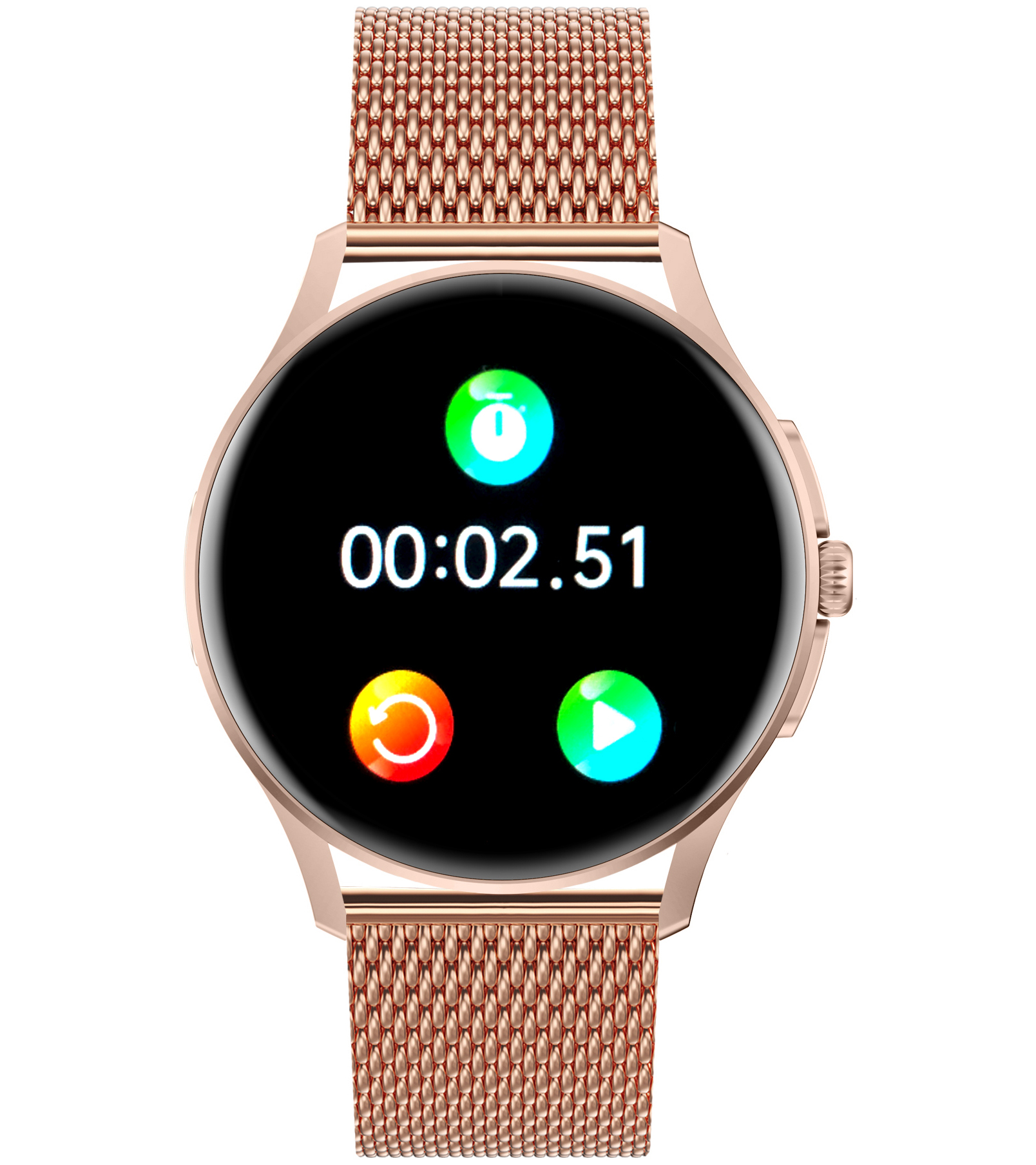 Damski smartwatch Enter Candice na różowej bransolecie mesh z funkcją stopera pozwalającym zmierzyć czas